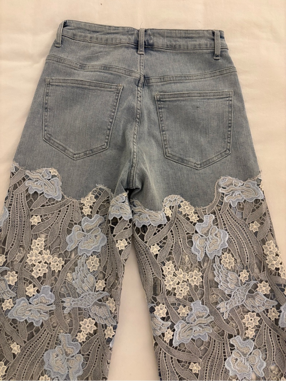 ✨ BAYEAS High Rise Rhinestone Lace Wide Leg Jeans - 27 - Picture 12 of 16